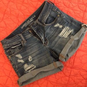 American eagle midi distressed shorts